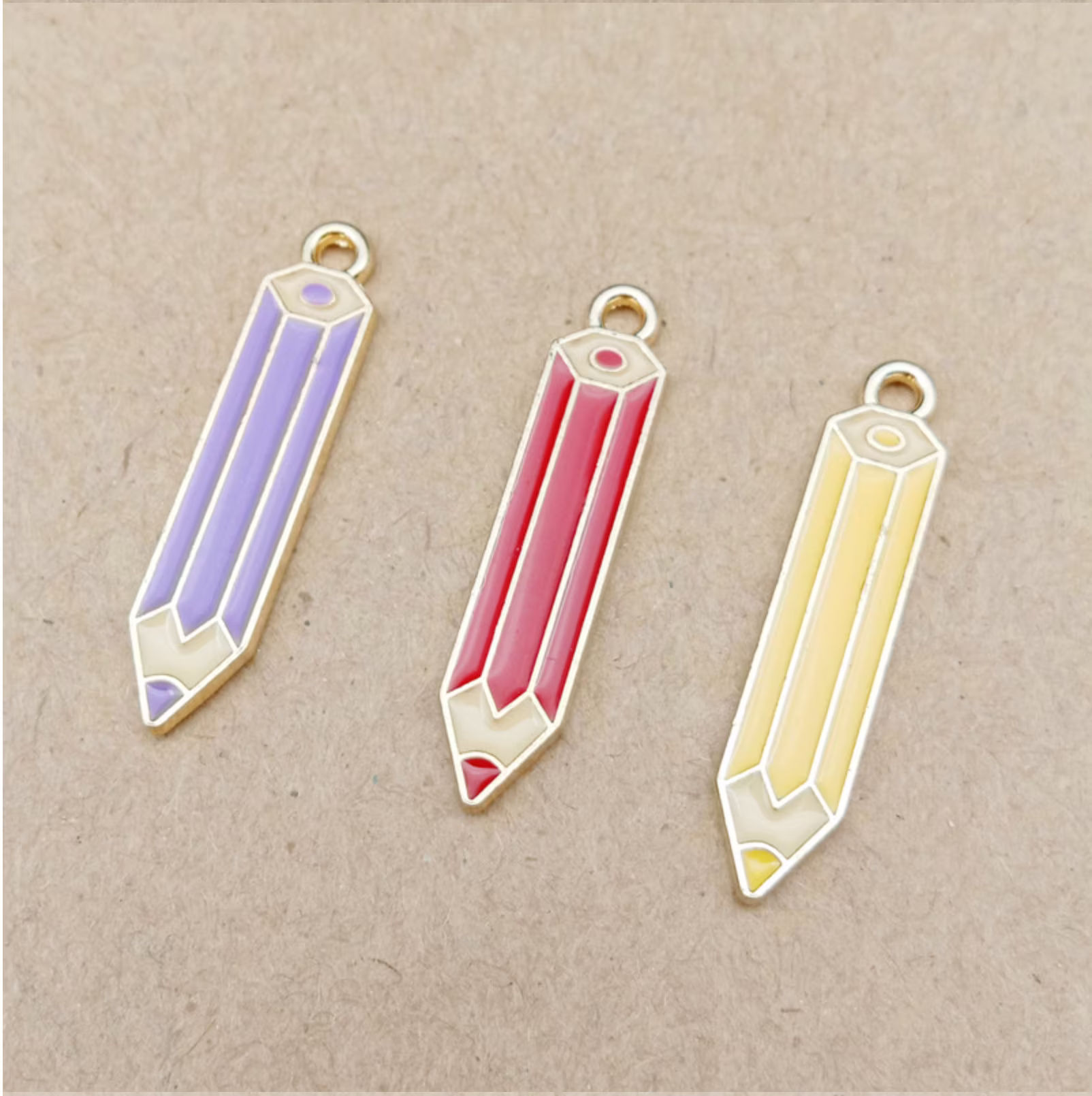Colored Pencil Enamel Zinc Alloy Charm Oil Drop Style Pendant | 5mm X 27mm