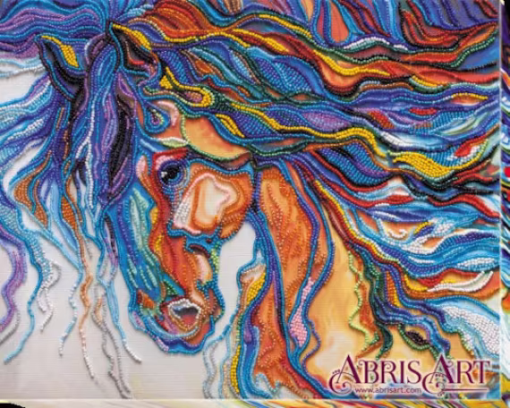 Diy Bead Embroidery Kit On Art Canvas "Horse", Gift. Size 11.2"×13.7" | 28×35 Сm | Abris