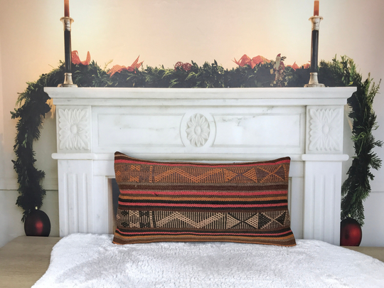 Floor Pillow, Sofa Cushion Cover, Vintage Kilim Chair Bedroom Turkish 12x24 Inches 2316