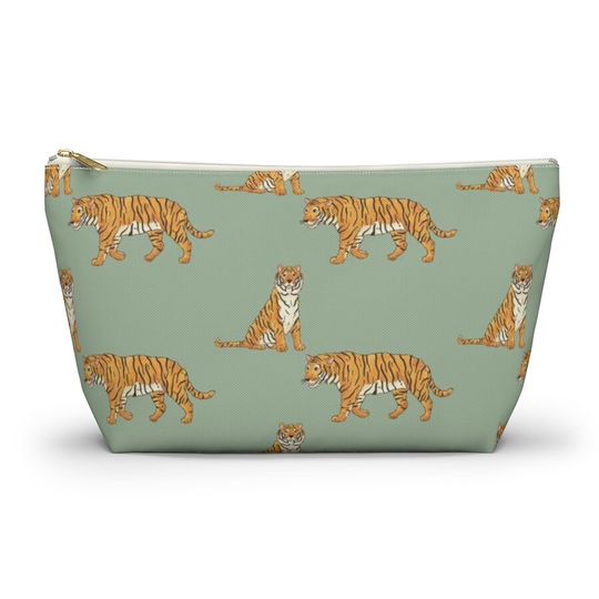 Tiger Pouch, Pencil Case, Safari Animal Custom Teacher Bridesmaid Cosmetic Bag, Zipper Makeup Accessory Pouch