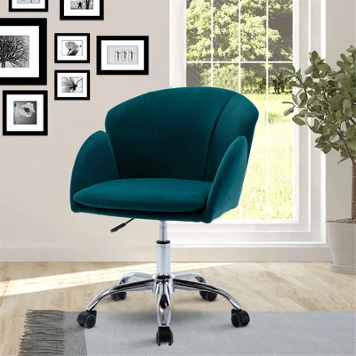 Swivel Office Chair For Living Room/Bed Room, Modern Leisure Adjustable Office Chair Ivory Velvet