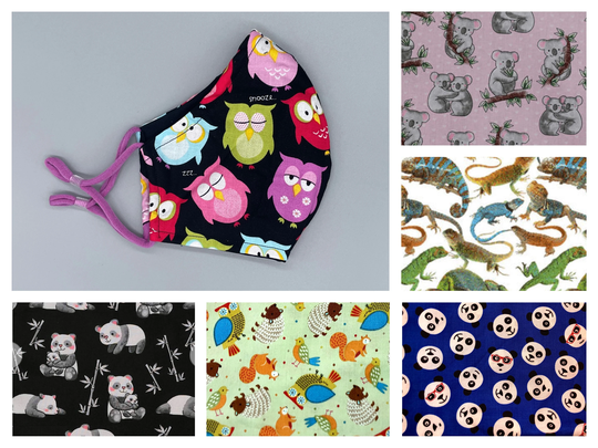 Animal - Owl, Koala, Lizard, Panda Face Mask Adult, Child, Kid, School, Adjustable, Nose Wire, Cotton, Washable, Handmade, Reusable