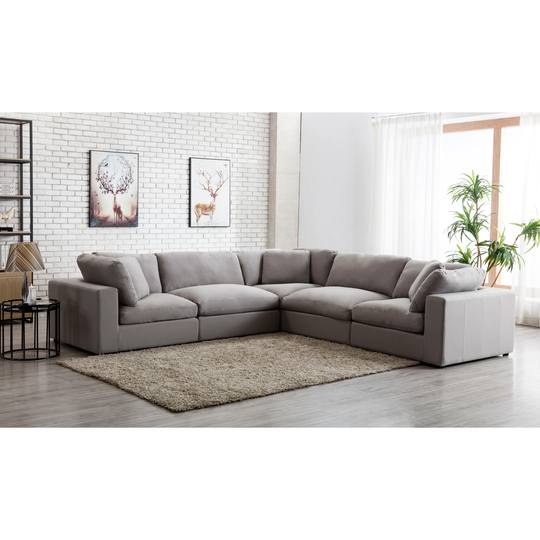 Roundhill Furniture Rivas Contemporary Feather Fill 5-Piece Modular Sectional Sofa
