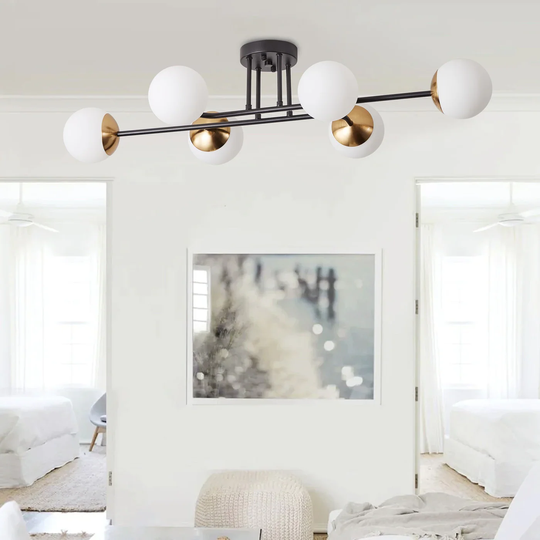 Modern Sputnik Glass Style Semi Flush Mount Light Fixture