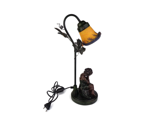 Antique Table Lamp Boy Staue, Vintage Lamp, Renaissance Staue