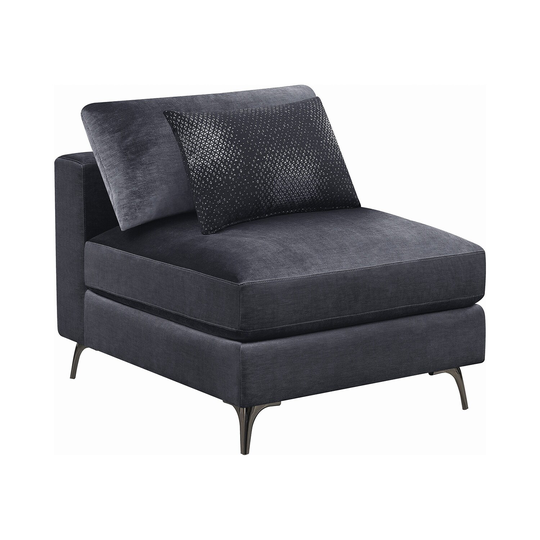 Removable Cushion Armless Chair in Charcoal Finish