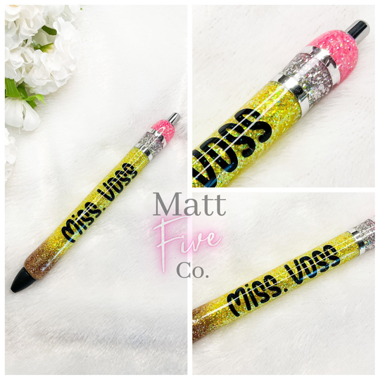 Personalized Teacher Pens, Epoxy Glitter Inkjoy Gel Refillable Gifts, Graduation Gift, Pencil Pen