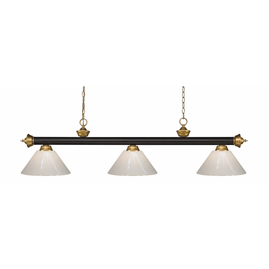 Avery Home Lighting Riviera Bronze & Satin Gold White 3 Light Billiard Light - Gold/White