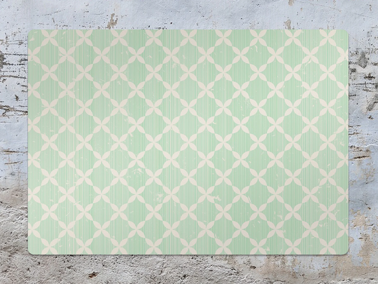 Vintage Oilcloth Chair Mat, Beige Vinyl Floor Green Protective Abstract Splat Office Decor, Decorative Gift Idea