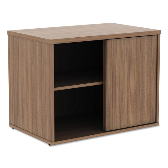 Alera Open Office Low Storage Cabinet Credenza, 29 1/2 x 19 1/8 x 22 7/8, Walnut - 29 1/2" x 19 1/8" x 22 7/8"