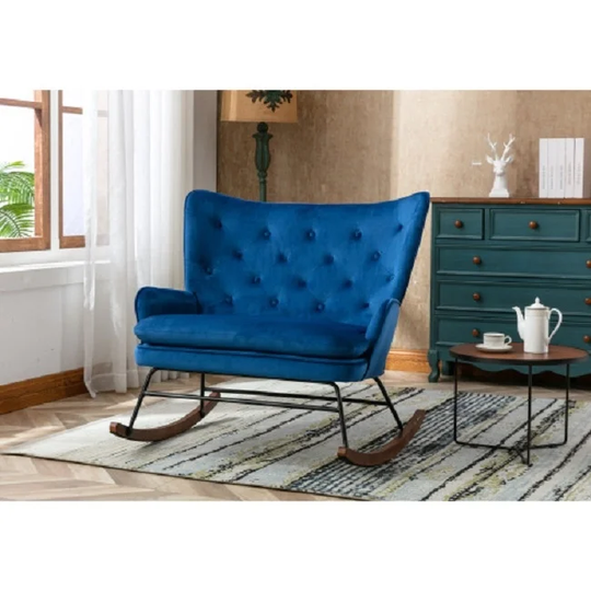 High Back Rocking Sofa Nursery Sofa .Comfortable Rocker Fabric Padded Seat .Modern High Back Arm-sofa