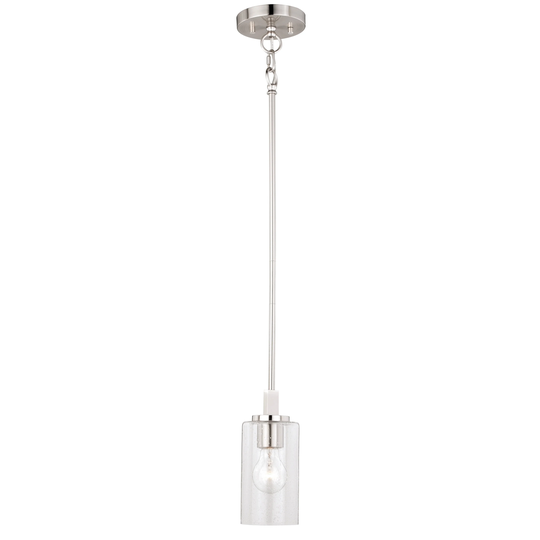 Addison Satin Nickel Urban Loft Mini Pendant Ceiling Light Clear Glass - 4.75-in W x 14-in H x 4.75-in D