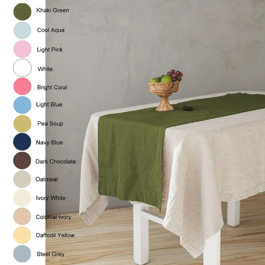 Linen Table Runner. Handmade, Stone Washed Linen Softened Table Linens, Decor