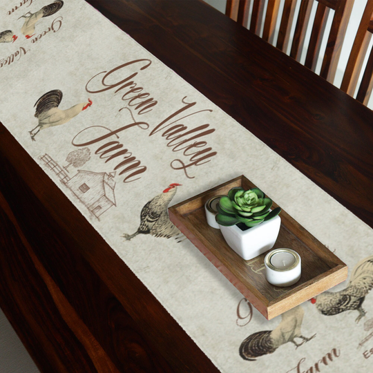Farm Table Runner Custom Print, Chicken Runner, Personalized Farmhouse Decor