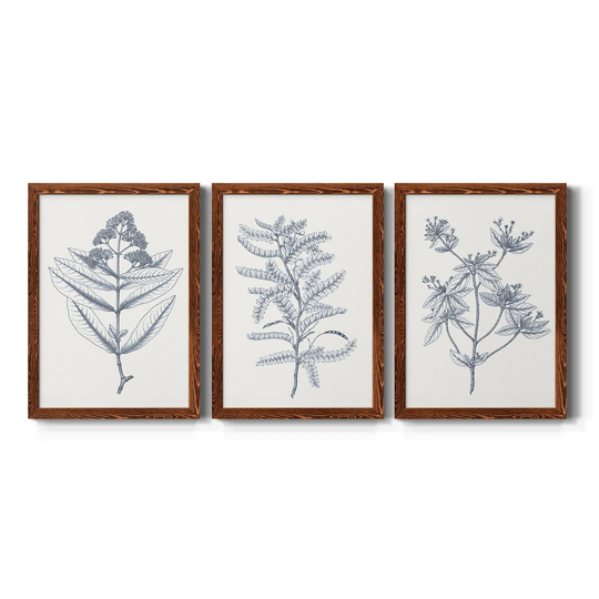 Indigo Botany Study I-Premium Framed Canvas - Ready to Hang - Multi-Color