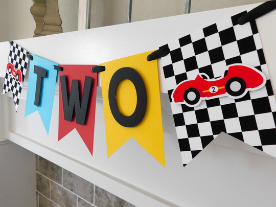Race Car High Chair Banner, Party Decorations, Birthday Banner