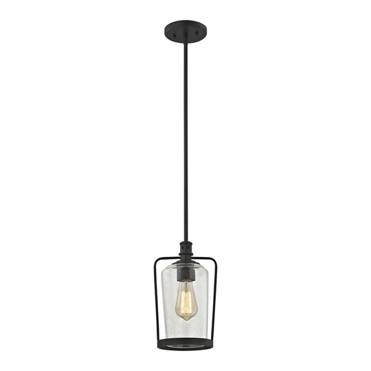 Hamel Oil-rubbed Bronze 1-light Pendant with Clear Seedy Glass Shade