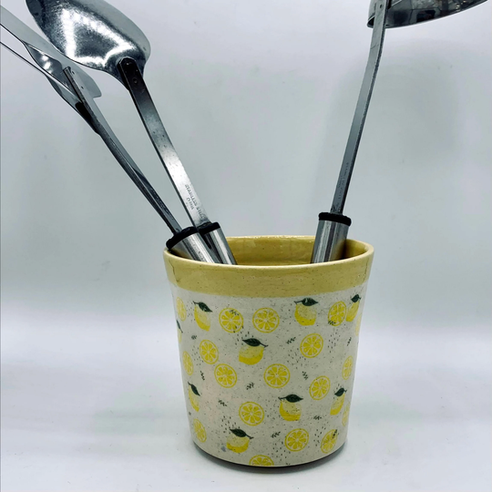 Lemon Design Pottery, Handmade Pottery Utensils Jar, Ceramic Succulent Planter, Desk Organizer, Pen Pencil Holder