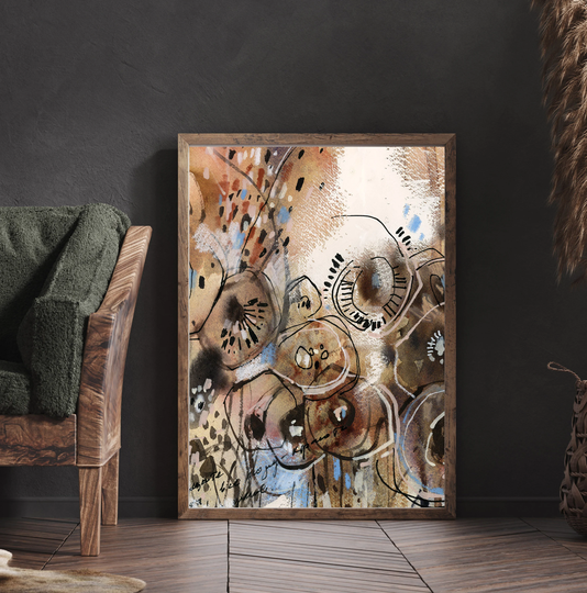 Abstract Earthy Colors Painting, Canvas Wall Decor, Print, Large Sizes & Framed Options, Office Wrapped Print