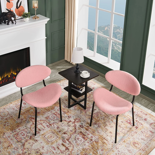 Set of 2 Modern Teddy Fabric Accent Chair