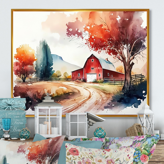 Designart 'Colorful Beach House III' Modern Framed Canvas Art Print