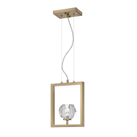 Westinghouse Lighting Zoa One Light LED Indoor Pendant, Brushed Brass Finish, Crystal Glass - 1-Light