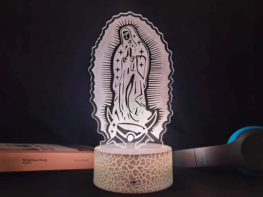 Virgin Mary Night Light As Gifts For Him. 3D Led Lamp A Valentines Day Gifts. Holy Mother Art Table Anniversary Wedding