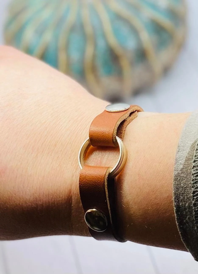 Handmade Leather Bracelet For A Ring, Widow Jewelry Wedding Band, Wear Ring Grief Bracelet, Loved One's Husband's Band