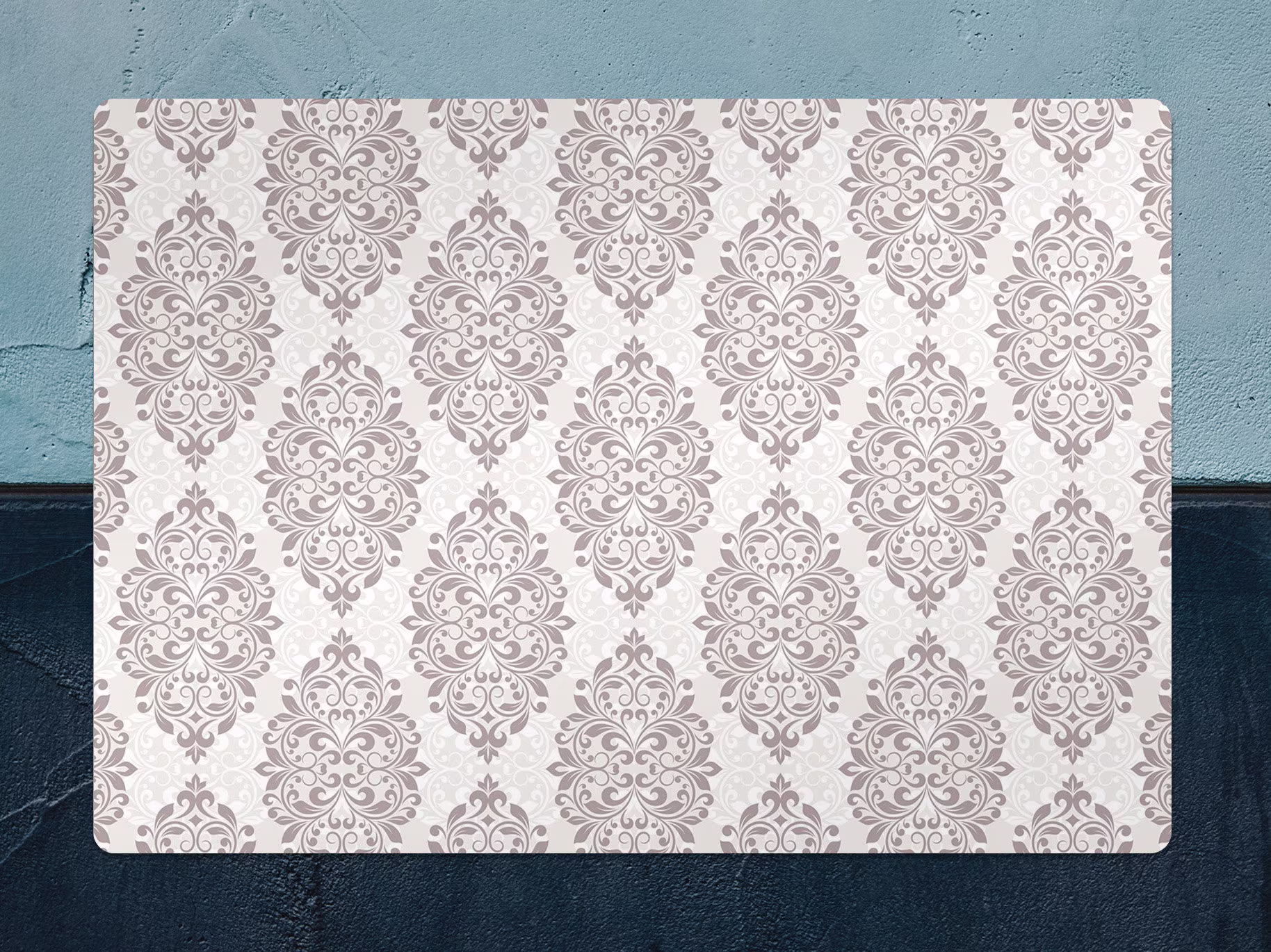 Creamy Damask Chair Mat, Beige Splat Bronze Vinyl Floor Art Deco Protective Pad, Office Room Rug, Gift Idea, Splash Mat