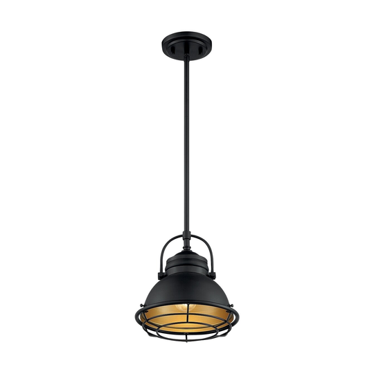 Upton 1-Light Small Pendant Fixture - Dark Bronze Finish with Gold Accents - Dark Bronze / Gold - Dark Bronze / Gold