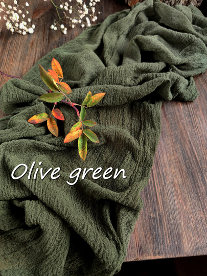 Olive Green Gauze Table Runner For Weddings, Cheese Cloth Runner, Boho Wedding Centerpiece Ru-104