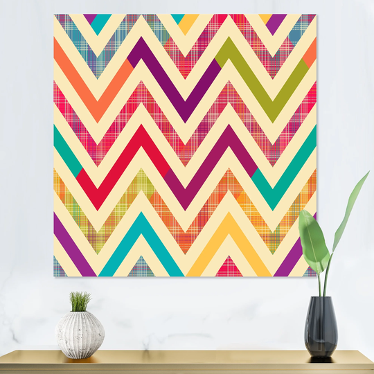 Designart 'Zigzag Bright Chevron In Retro Colors' Patterned Canvas Wall Art Print