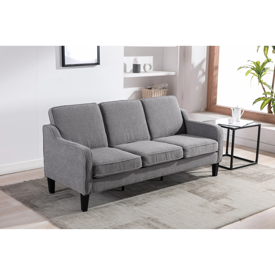 Three Seat Square Arm Sofa Chesterfield Sectional Sofa, Fabric Upholstered Bench