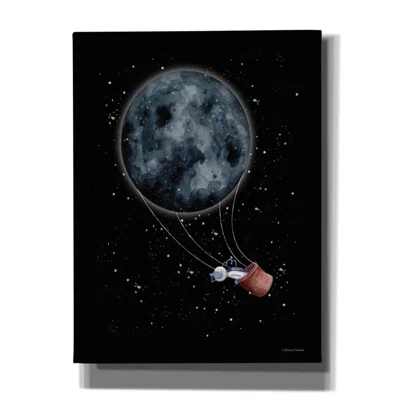 Moon Hot Air Balloon by Rachel Nieman - Wrapped Canvas Painting