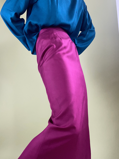 Vintage Silk Fuchsia Pencil Skirt Size 4