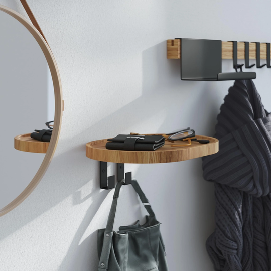 Solid Oak Coat Rack with 2 Hooks