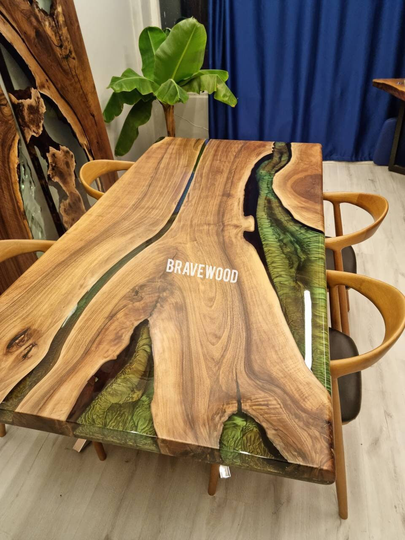 Walnut Table, Dining Room Epoxy Table, Custom Design Table, Dinner Table