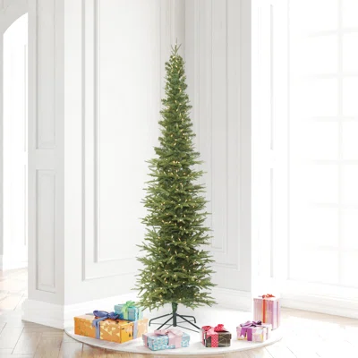 Pencil 5.5' Green Fir Artificial Christmas Tree with 250 LED Clear/White Lights with Stand