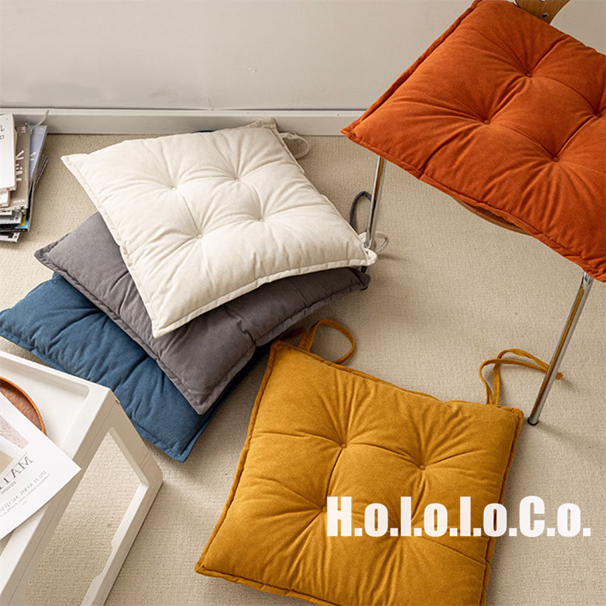 Multi-Colors 1818''/1616''soft Solid Seat Pad With Ties, Thick Chair Cushion, Plush Sofa Cushion, Office Cushion, Floor Cushion, Chair