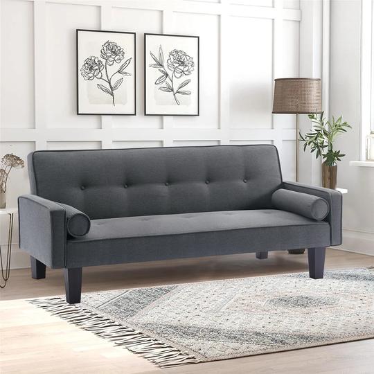 Fabric Foldable Futon Sofa Convertible Sofa Bed With Pillows