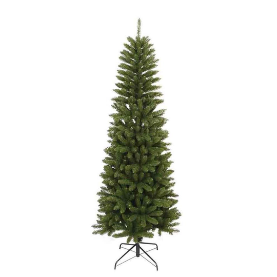 6.5' Holiday Seasonal Home Decor Green Pine Slim Christmas Tree With Metal Base