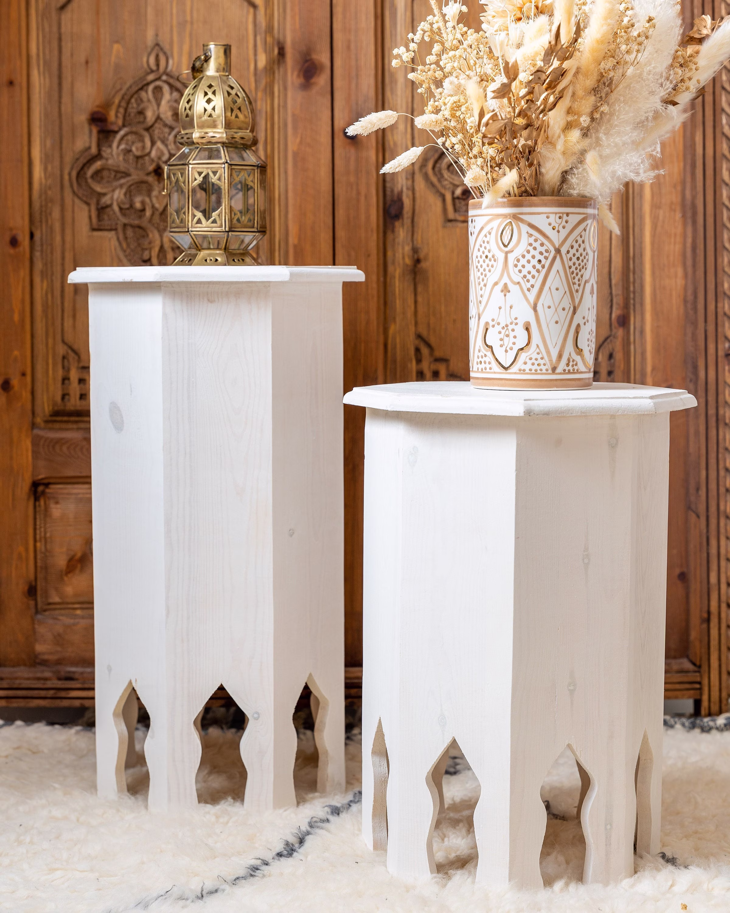Coffee Side Table/Wooden Round Mosaic Table Entryway Moroccan Furniture Living Room Decor