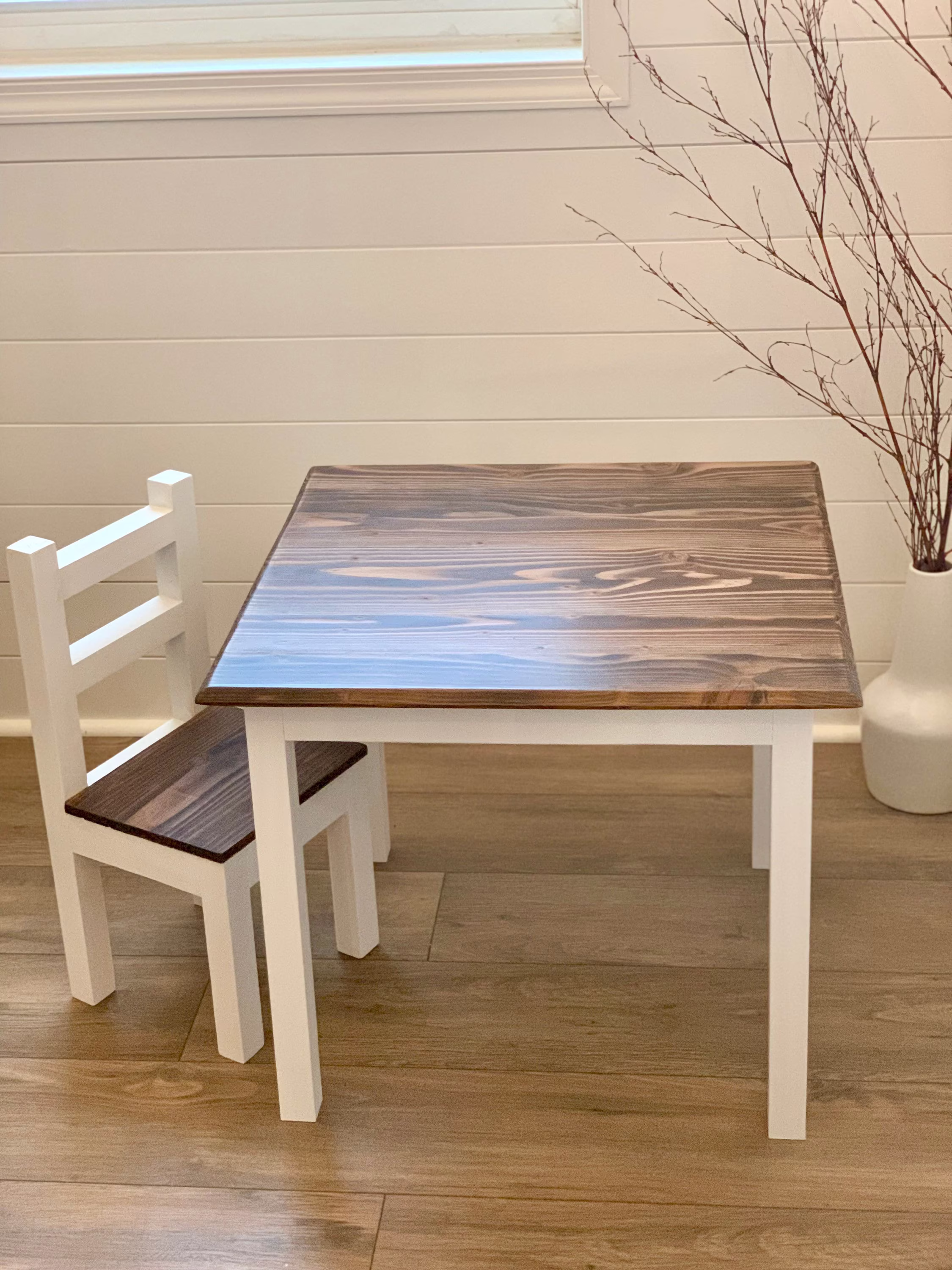 Handmade Toddler & Children's Table, Real Wood, Farmhouse, Rustic, Small Square Kids Desk, Classroom Furniture, Montessori