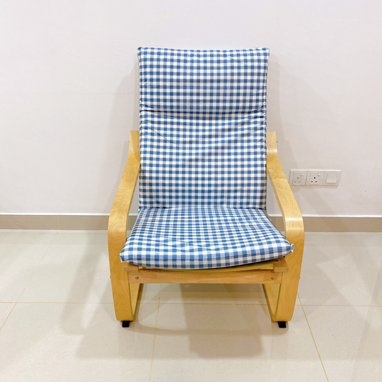 Ikea Poang Chair Cushion Cover - Checkered Blue