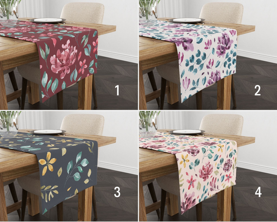 Flower Table Runner, Floral Boho Decorative Farmhouse Tablecloth, Linens, Dining Room Decor, High Quality Gift For Her