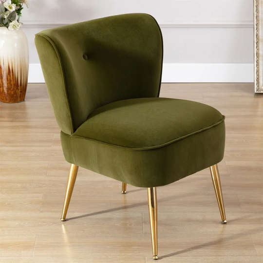 Accent Living Room Wingback Armless Chair with Velvet Padded Seat