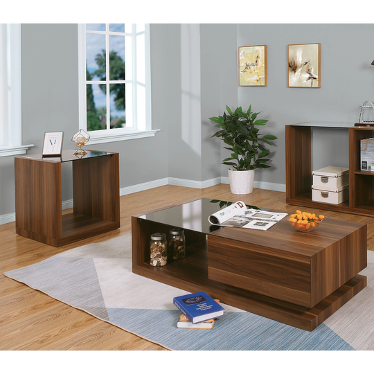 Furniture of America Valmont Walnut 2-piece Storage Coffee Table Set