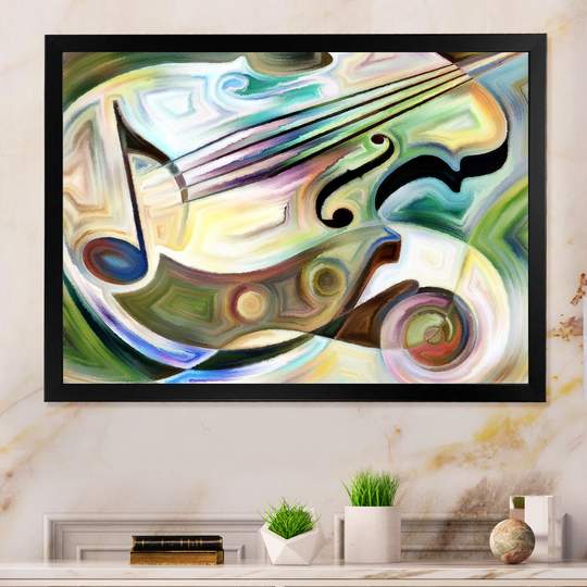 Designart 'Colorful Abstract Guitar Illustration IV' Modern Framed Wall Decor