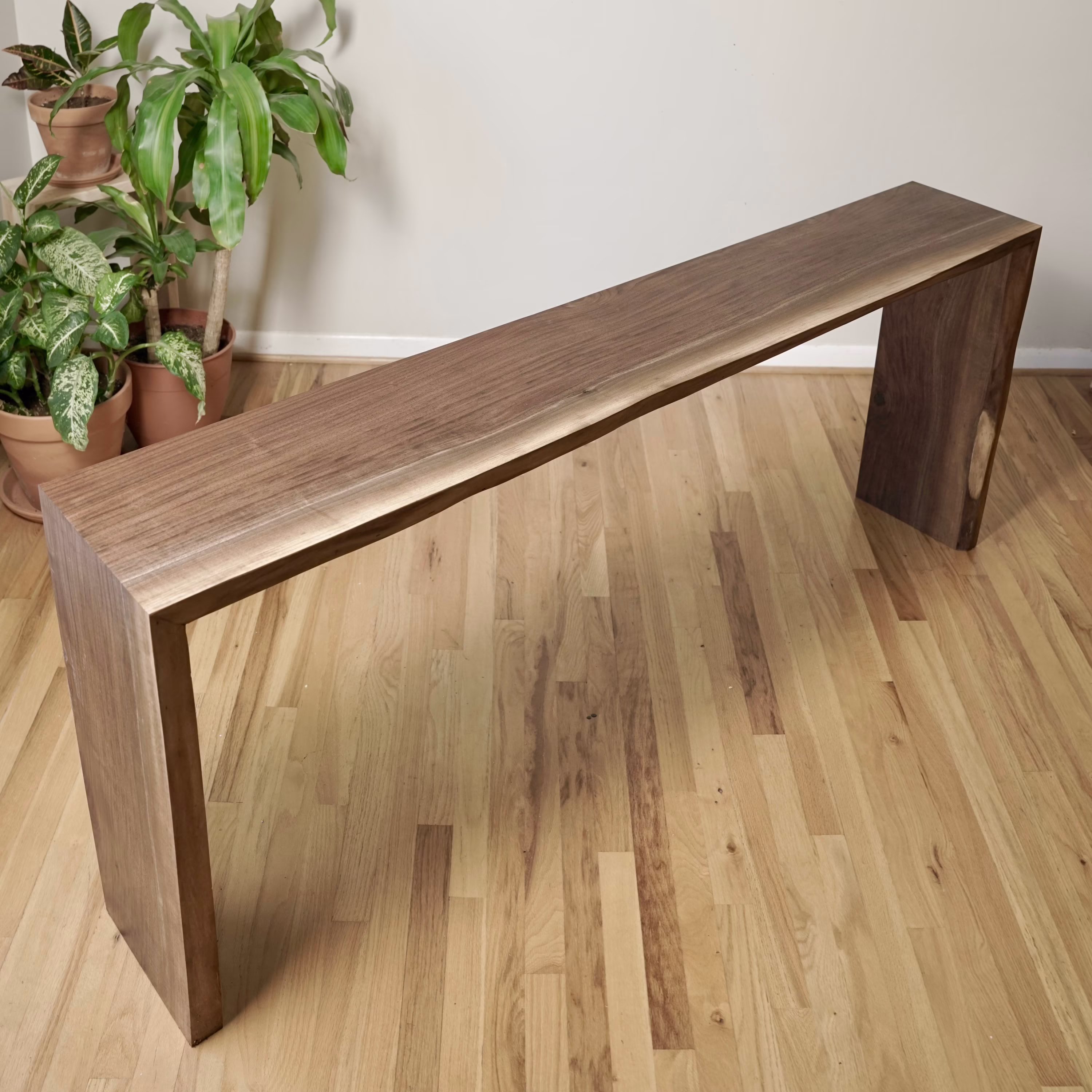 Walnut Live Edge Waterfall Console Table