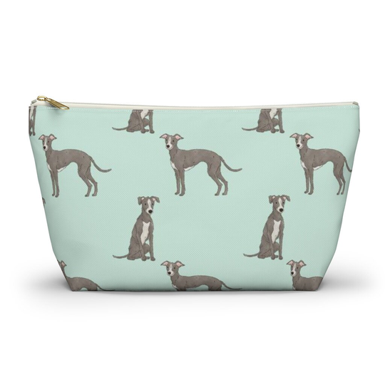 Greyhound Pouch, Pencil Case, Dog Custom Teacher Bridesmaid Cosmetic Bag, Mom Zipper Makeup Accessory Pouch